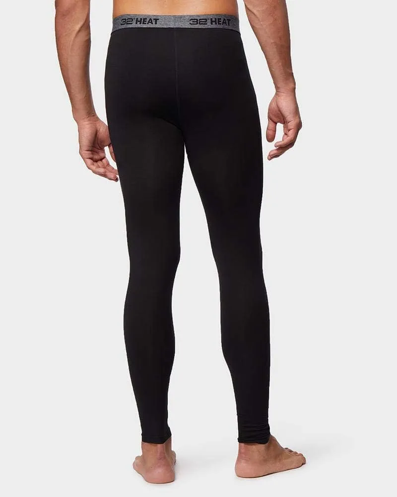32 Degrees Heat Mens Performance Thermal Lightweight Baselayer Legging Pant, Black
