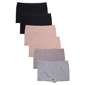 6 Pc Womens Seamless Soft Boyshort Sport Panties Plus Size Underwear Lingerie