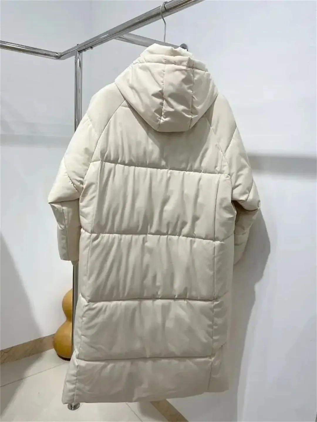 Adhdyuud Women With Pocket Hooded Coat Casual Winter Cotton Padded Jackets Solid Zippers Thick Outerwear