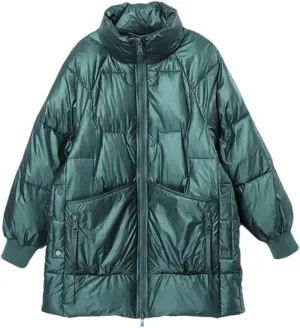 Adhdyuud Womens Solid With Pocket Winter Outerwear Thicken Warm Zipper Cotton-Padded Coat Winter
