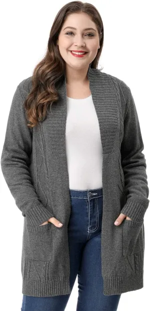 Agnes Orinda Women's Plus Size Classic Cardigan Sweaters Long Sleeve with Pockets Lightweight Cardigans