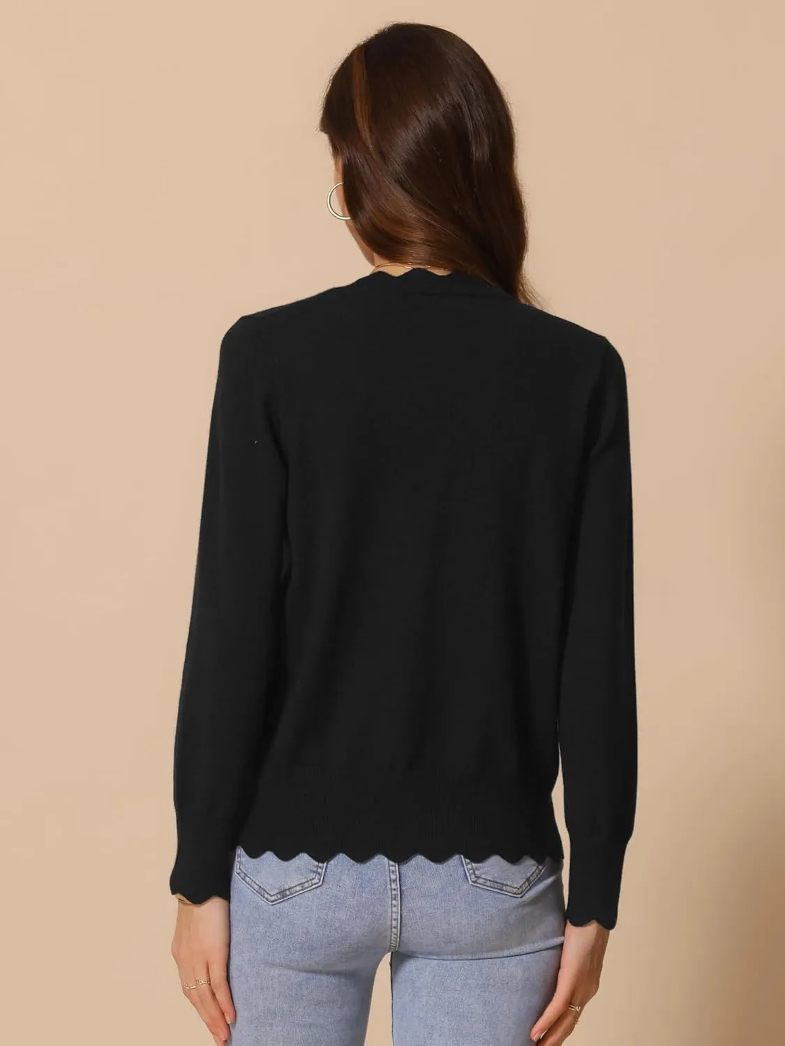 Allegra K Cardigan Sweater for Women V Neck Long Sleeve Open Front Lightweight Knit Shrugs Sweaters