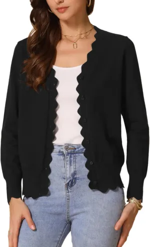 Allegra K Cardigan Sweater for Women V Neck Long Sleeve Open Front Lightweight Knit Shrugs Sweaters