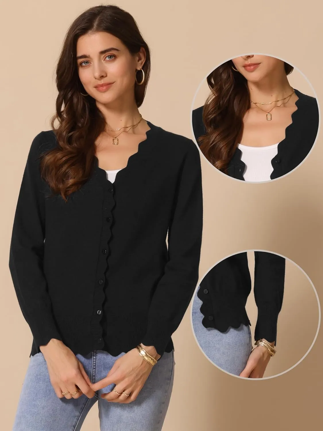 Allegra K Cardigan Sweater for Women V Neck Long Sleeve Open Front Lightweight Knit Shrugs Sweaters