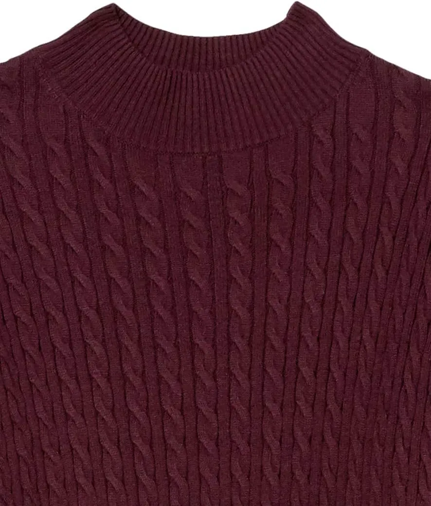 Amazon Essentials Women's Classic-Fit Lightweight Cable Long-Sleeve Mock Neck Sweater