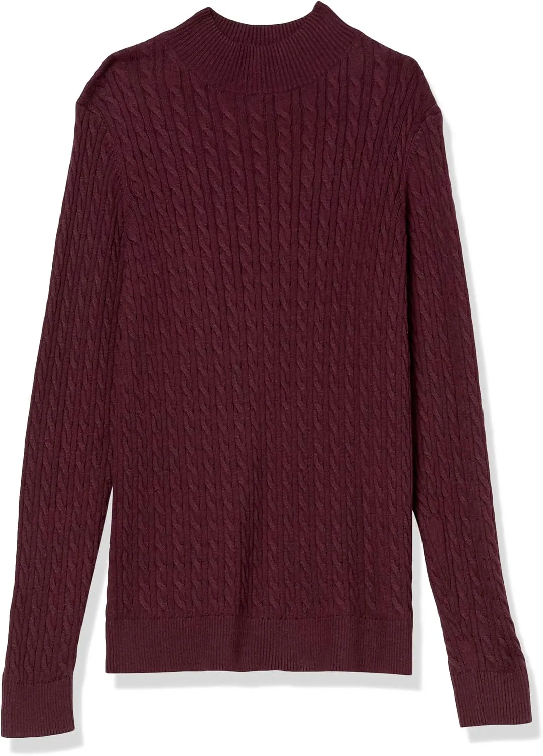 Amazon Essentials Women's Classic-Fit Lightweight Cable Long-Sleeve Mock Neck Sweater