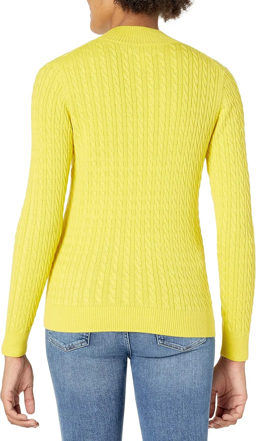 Amazon Essentials Women's Classic-Fit Lightweight Cable Long-Sleeve Mock Neck Sweater