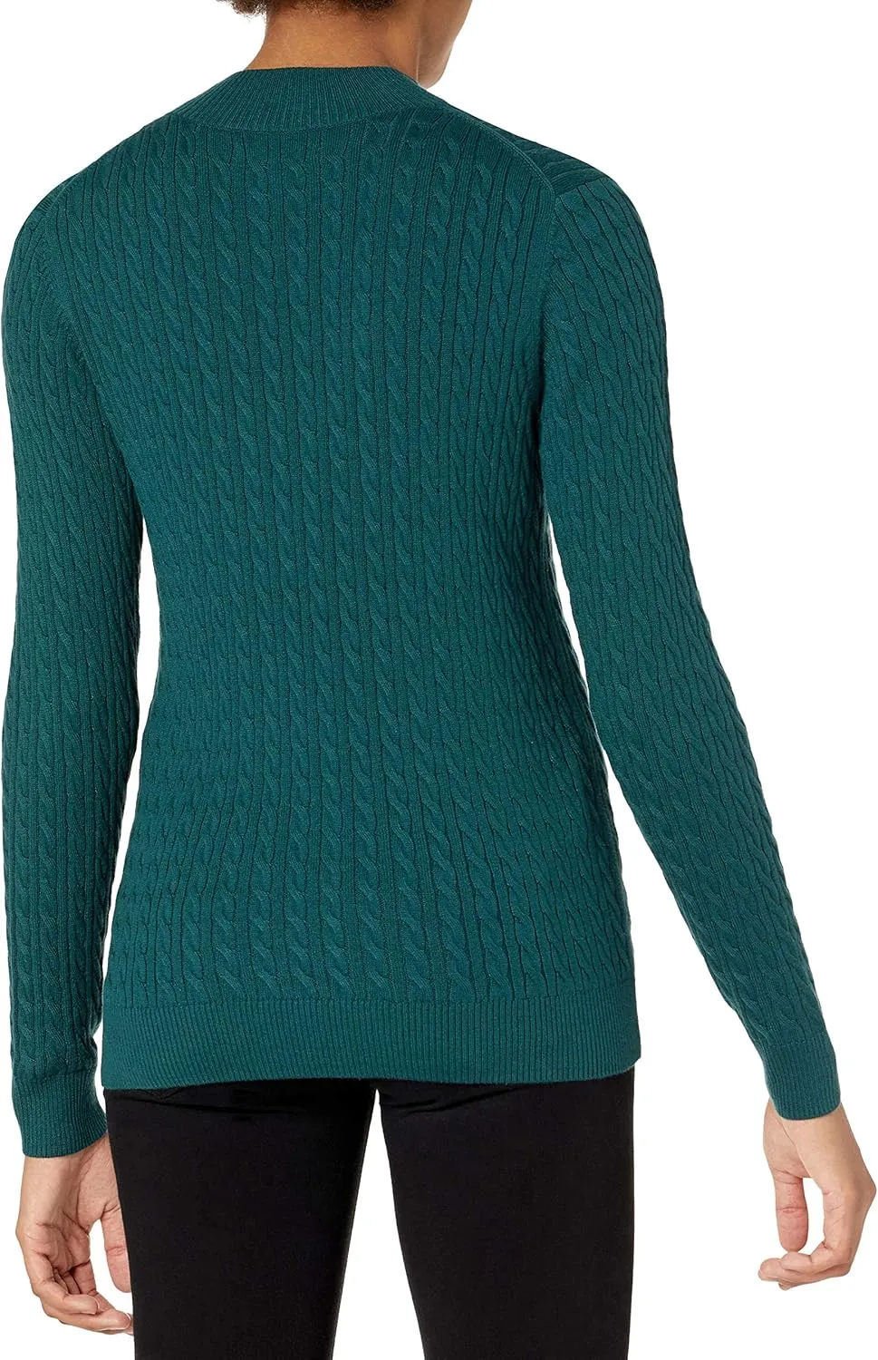 Amazon Essentials Women's Classic-Fit Lightweight Cable Long-Sleeve Mock Neck Sweater