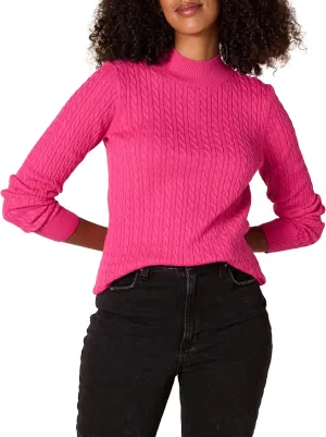 Amazon Essentials Women's Classic-Fit Lightweight Cable Long-Sleeve Mock Neck Sweater