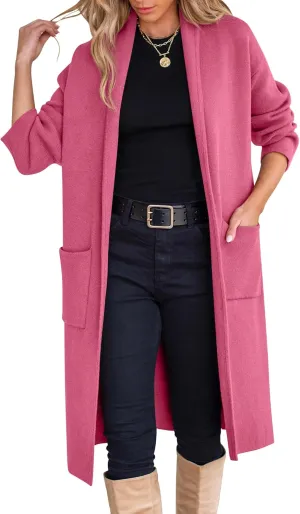 ANRABESS Women's Cardigan Long Sweater Oversized Open Front Knit Duster Coat 2024 Trendy Lady Fall Coatigan Outerwear