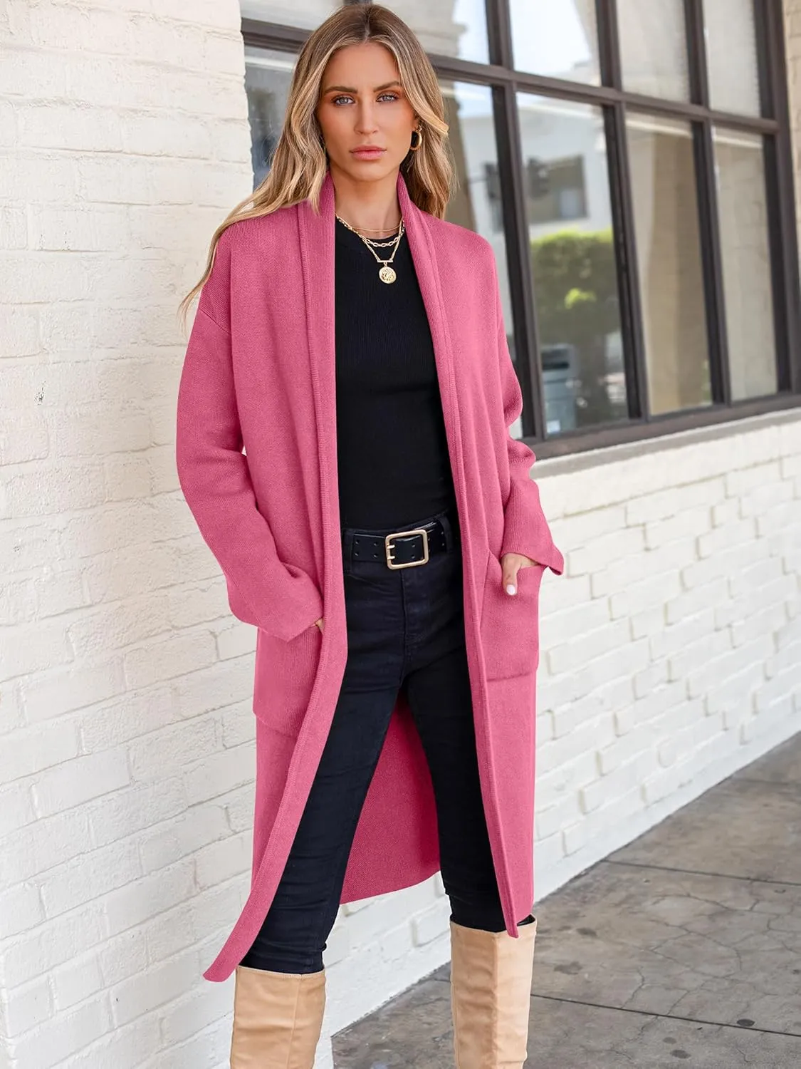 ANRABESS Women's Cardigan Long Sweater Oversized Open Front Knit Duster Coat 2024 Trendy Lady Fall Coatigan Outerwear