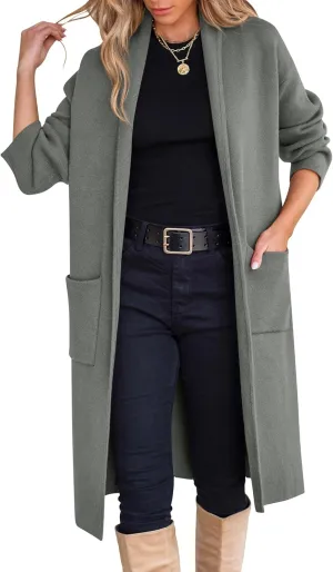 ANRABESS Women's Cardigan Long Sweater Oversized Open Front Knit Duster Coat 2024 Trendy Lady Fall Coatigan Outerwear