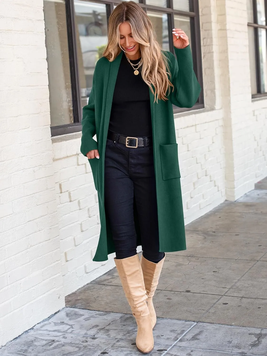 ANRABESS Women's Cardigan Long Sweater Oversized Open Front Knit Duster Coat 2024 Trendy Lady Fall Coatigan Outerwear