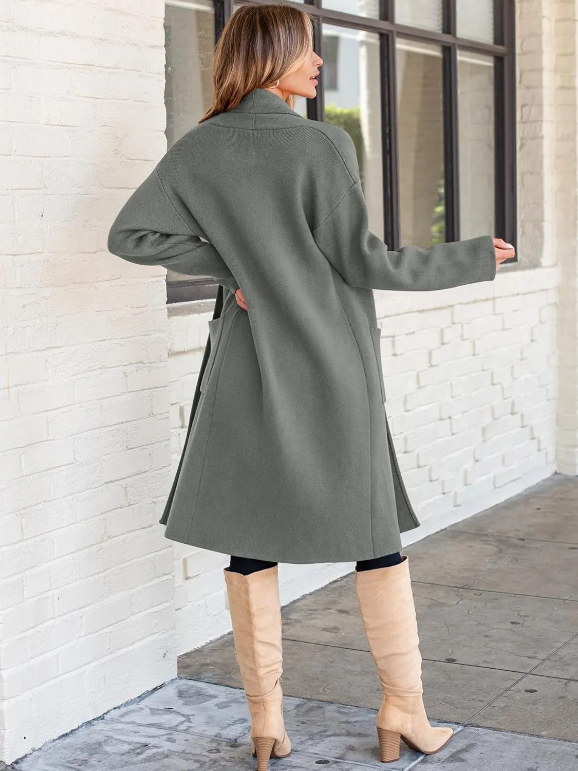 ANRABESS Women's Cardigan Long Sweater Oversized Open Front Knit Duster Coat 2024 Trendy Lady Fall Coatigan Outerwear