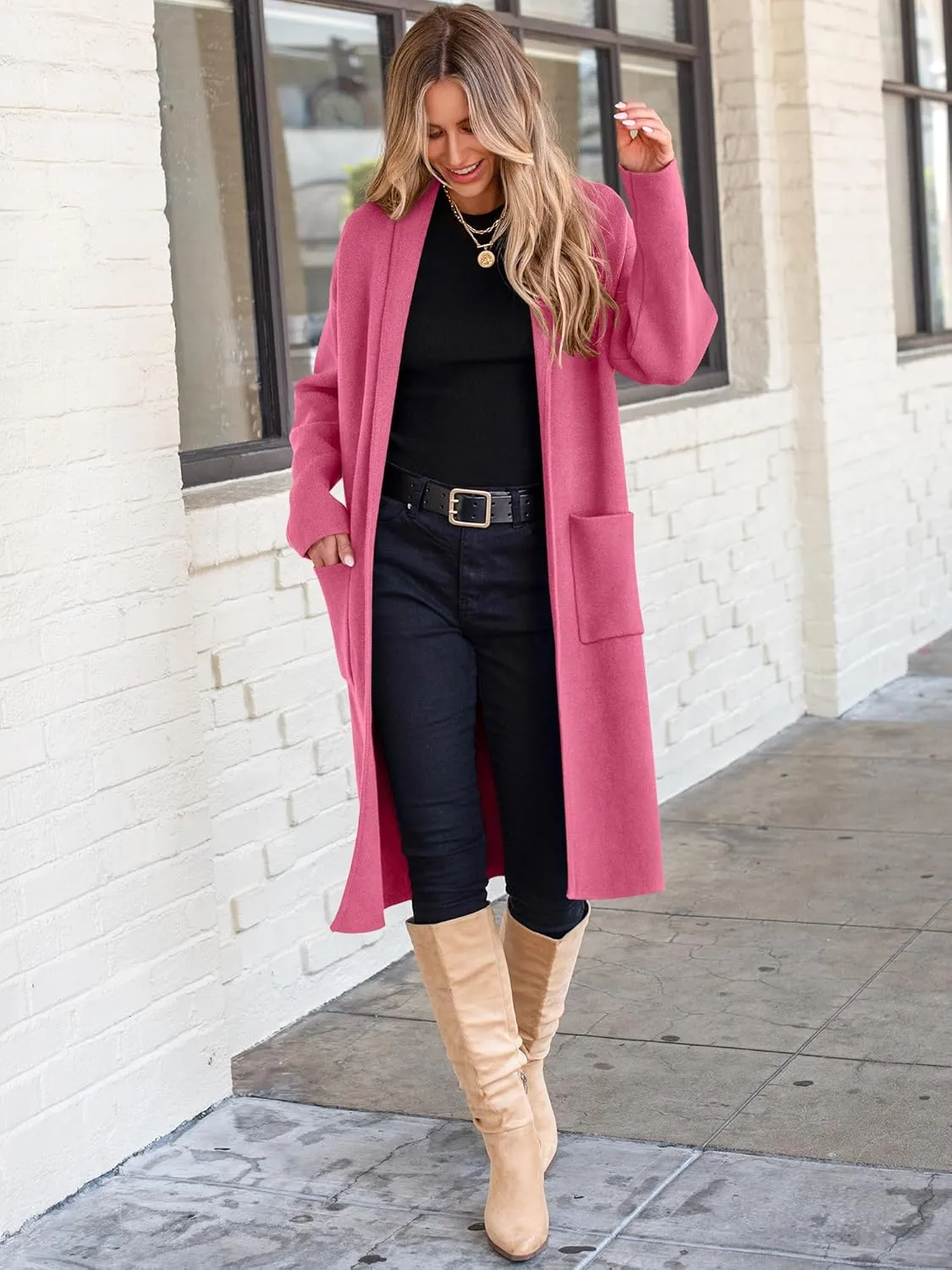 ANRABESS Women's Cardigan Long Sweater Oversized Open Front Knit Duster Coat 2024 Trendy Lady Fall Coatigan Outerwear