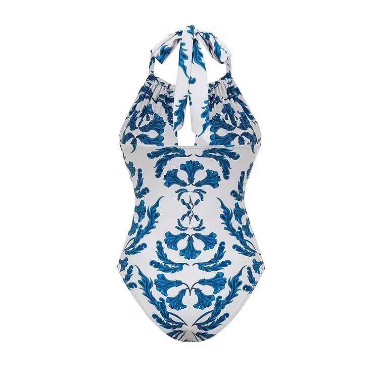 Ara - Versatile Lace-Up Printed One-Piece Swimsuit Set