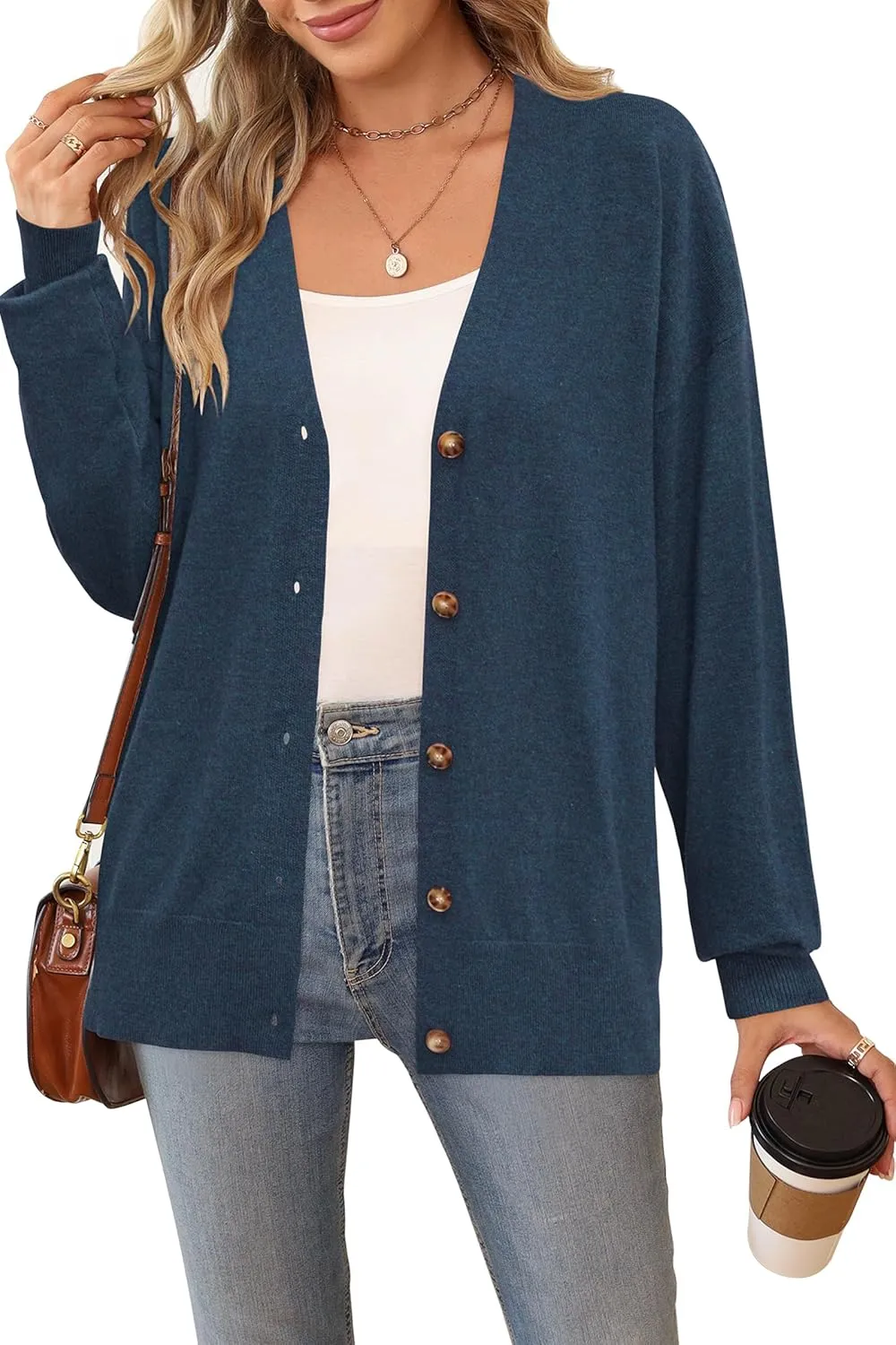 Arach&Cloz 2025 Wool Blended Cardigan Sweaters for Women Spring Fashion Lightweight Button Clothes Business Casual Outfits