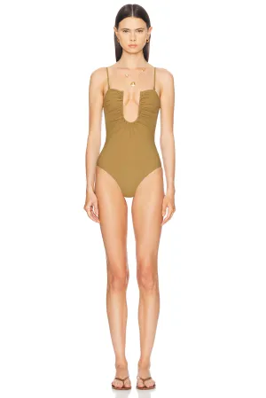 Arced Ruched One Piece Swimsuit