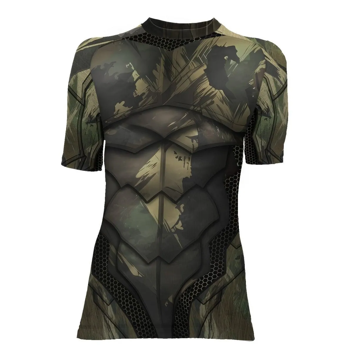 Army Camo Shell Women's Short Sleeve Rash Guard