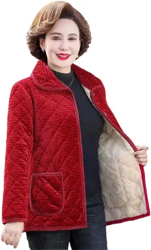 Azedssw Winter Jackets Women Cotton Parkas Grandma Padded Jacket Mother's Clothes Female Coat
