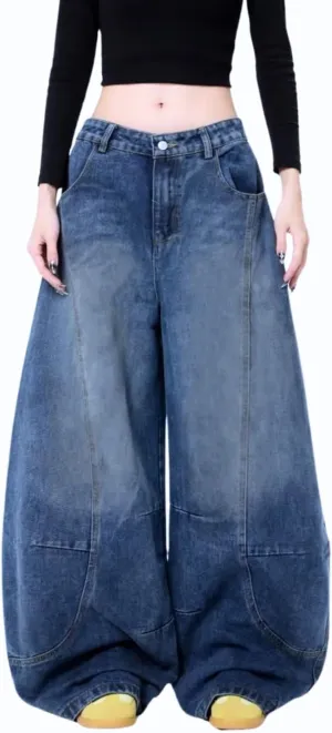 Baggy Jeans for Women Men Wide Leg Barrel Jeans Low Rise Loose Denim Pants Casual Sweatpants Scene Clothes
