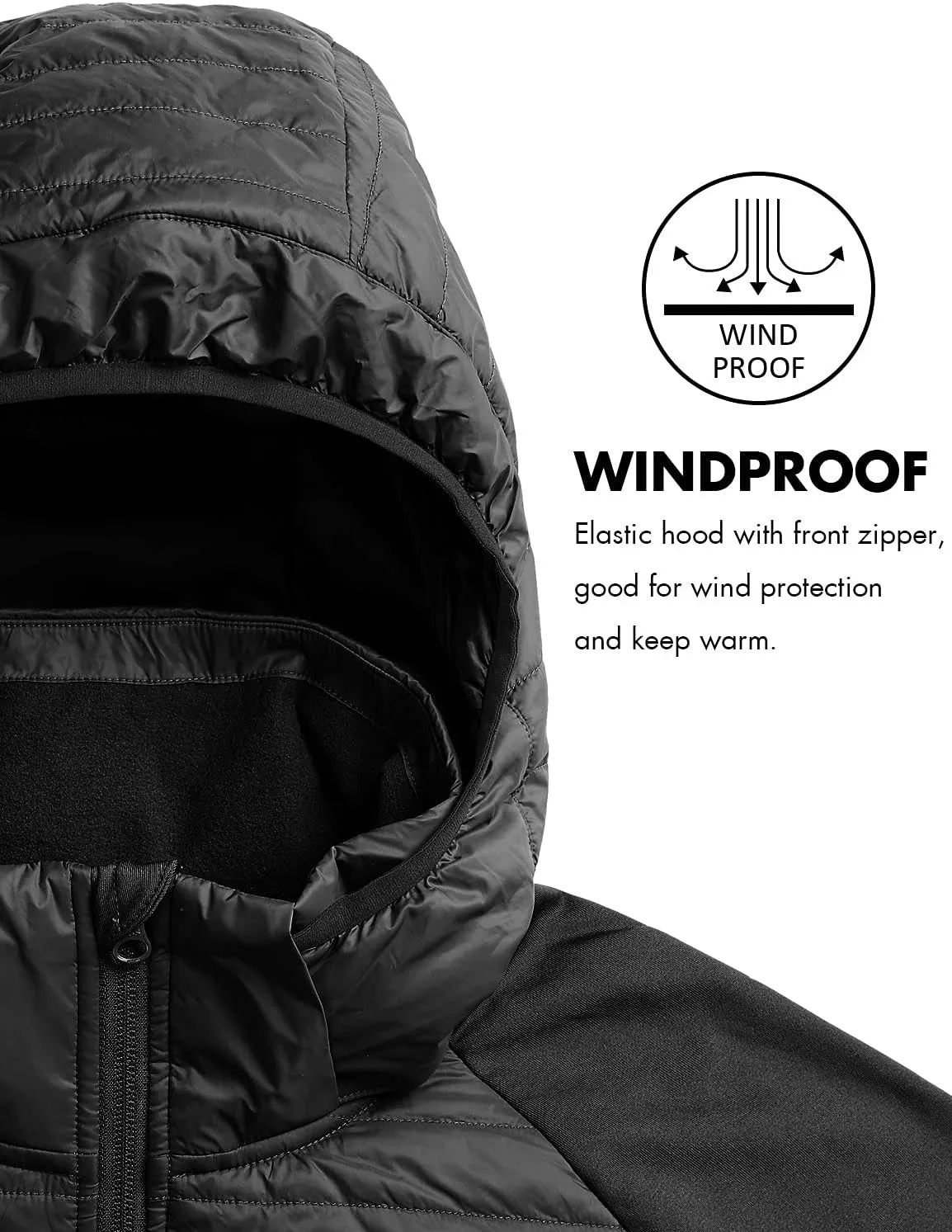 baleaf Men's Running Jacket Lightweight Thumble Hole Warm Up Puffer Jacket Hybrid Thermal Coat Insulated Hiking Golf