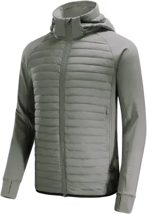 baleaf Men's Running Jacket Lightweight Thumble Hole Warm Up Puffer Jacket Hybrid Thermal Coat Insulated Hiking Golf