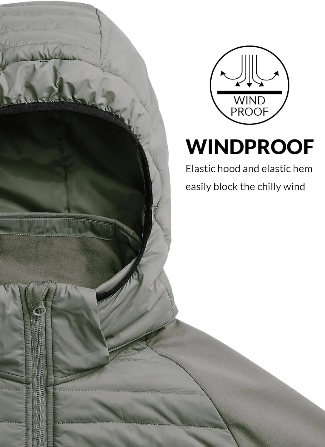 baleaf Men's Running Jacket Lightweight Thumble Hole Warm Up Puffer Jacket Hybrid Thermal Coat Insulated Hiking Golf