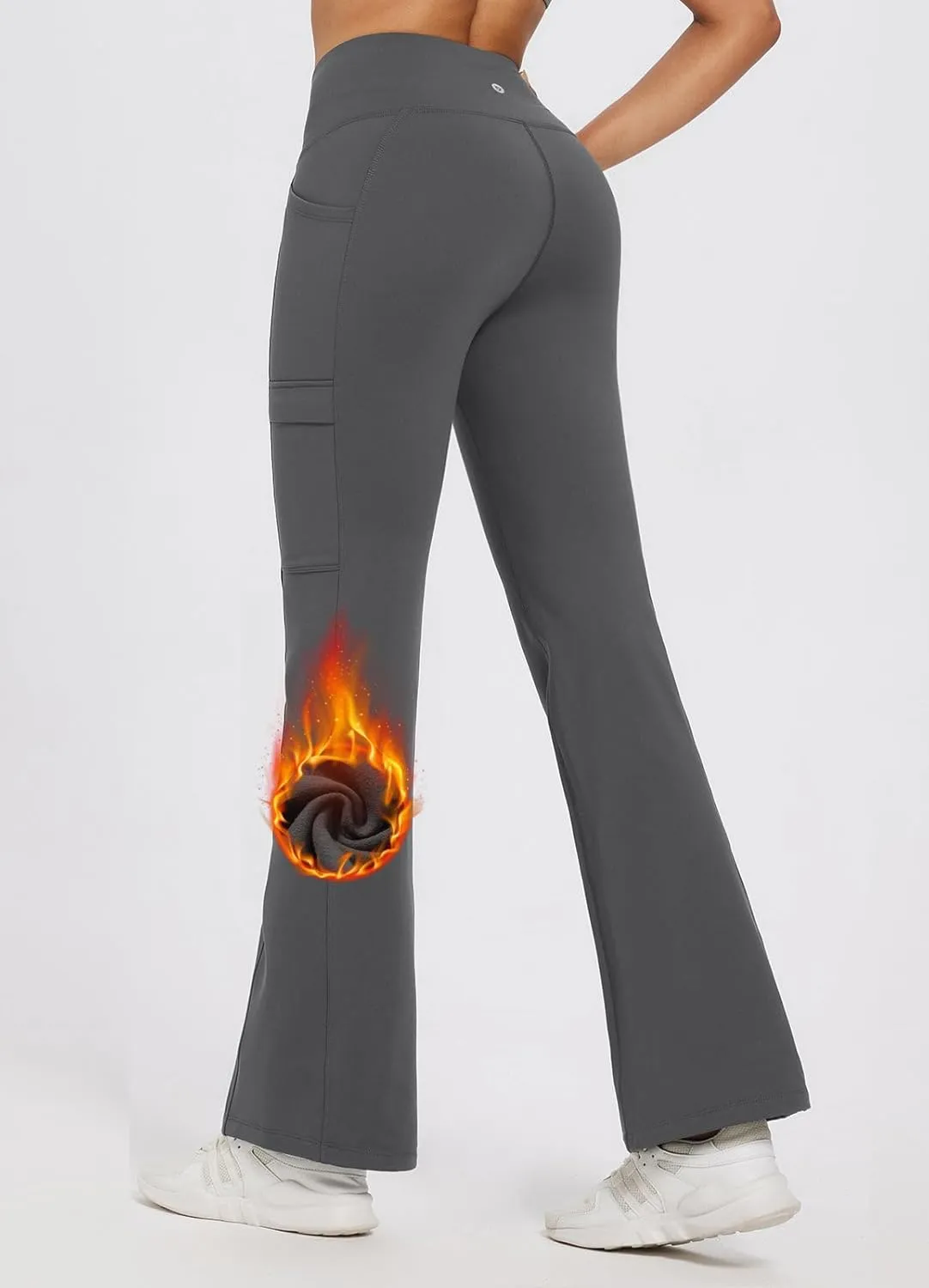 baleaf Women's Fleece Lined Pants Winter Thermal Water Resistant Crossover Flare Leggings Warm Bootcut Hiking Outdoor