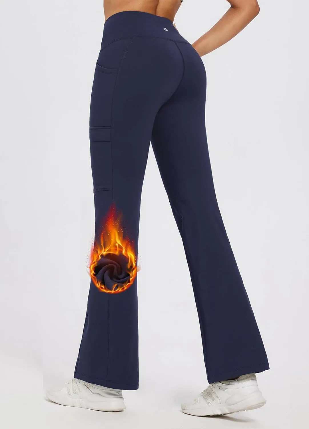 baleaf Women's Fleece Lined Pants Winter Thermal Water Resistant Crossover Flare Leggings Warm Bootcut Hiking Outdoor