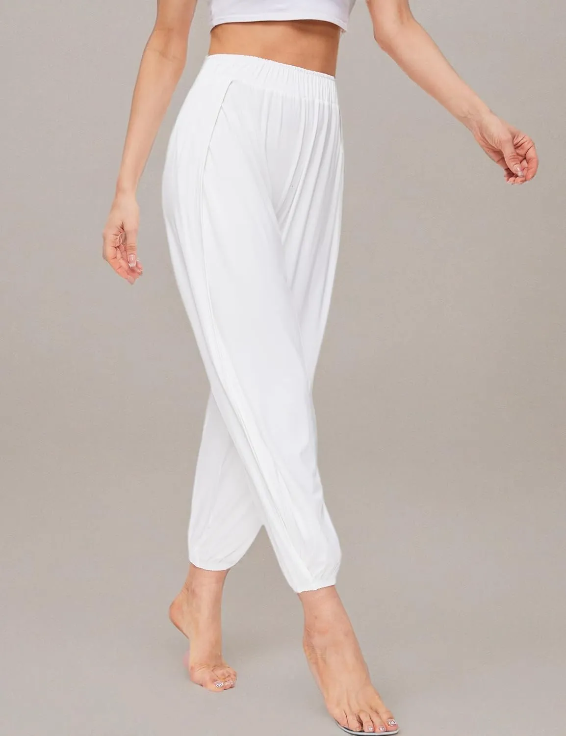 Bamboo Viscose Flowy Pants for Women Yoga Side Slit Pants