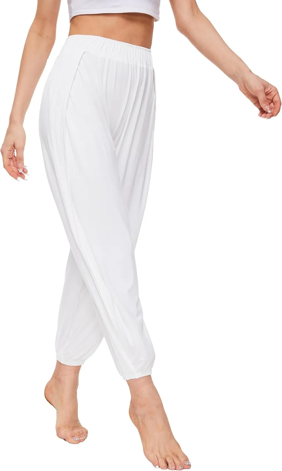 Bamboo Viscose Flowy Pants for Women Yoga Side Slit Pants