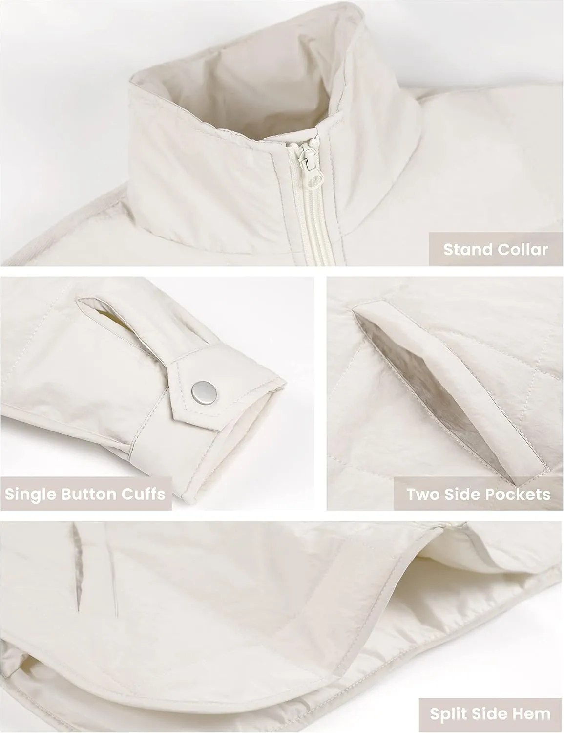 Bianstore Women's Oversized Splice Quilted Lightweight Puffer Jacket Casual Padded Coat