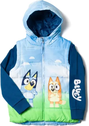 Bluey Bingo Zip Up Vest 2fer Jacket Toddler to Little Kid