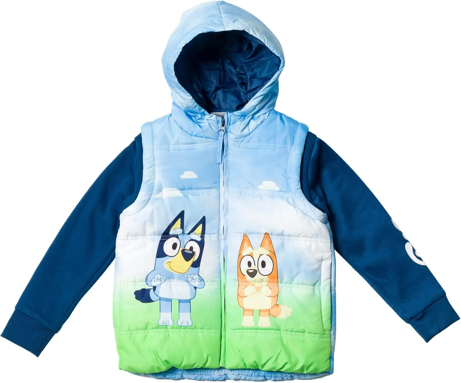 Bluey Bingo Zip Up Vest 2fer Jacket Toddler to Little Kid