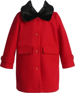 BluNight Collection Girls Dress Coat Long Sleeve Button Pocket Long Winter Coat Outerwear 2-14