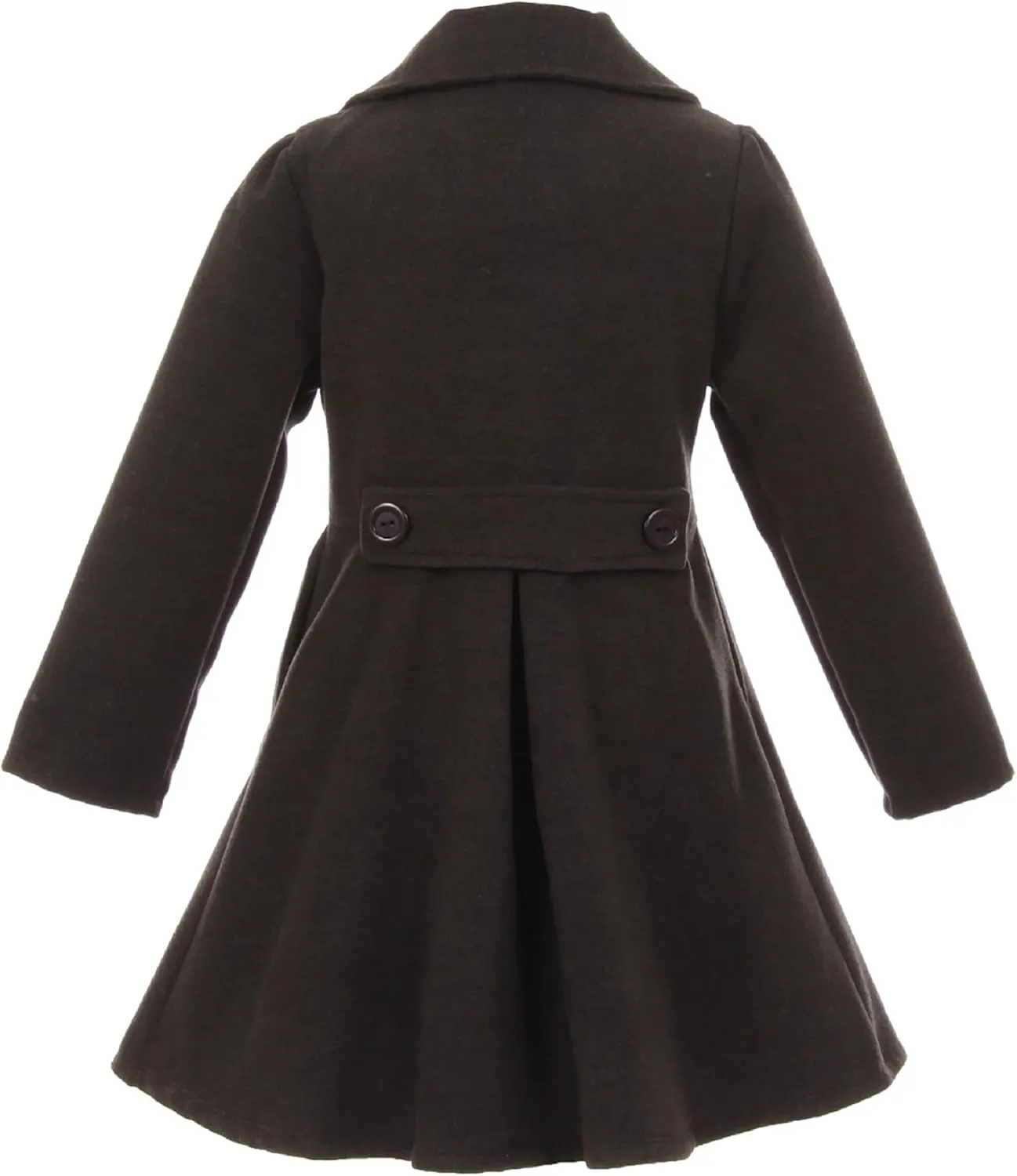 BluNight Collection Girls Dress Coat Long Sleeve Button Pocket Long Winter Coat Outerwear 2-14