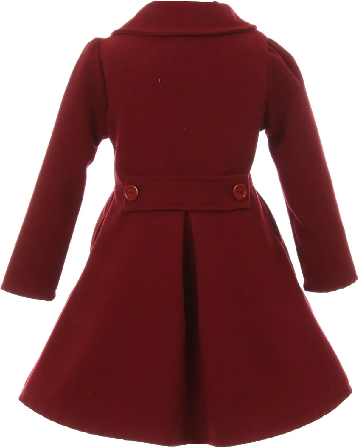 BluNight Collection Girls Dress Coat Long Sleeve Button Pocket Long Winter Coat Outerwear 2-14
