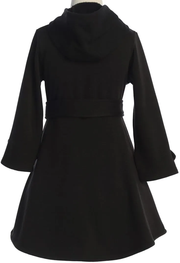BluNight Collection Girls Dress Coat Long Sleeve Button Pocket Long Winter Coat Outerwear 2-14
