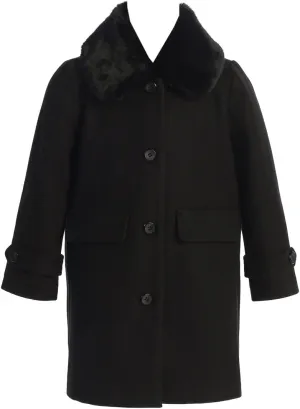 BluNight Collection Girls Dress Coat Long Sleeve Button Pocket Long Winter Coat Outerwear 2-14