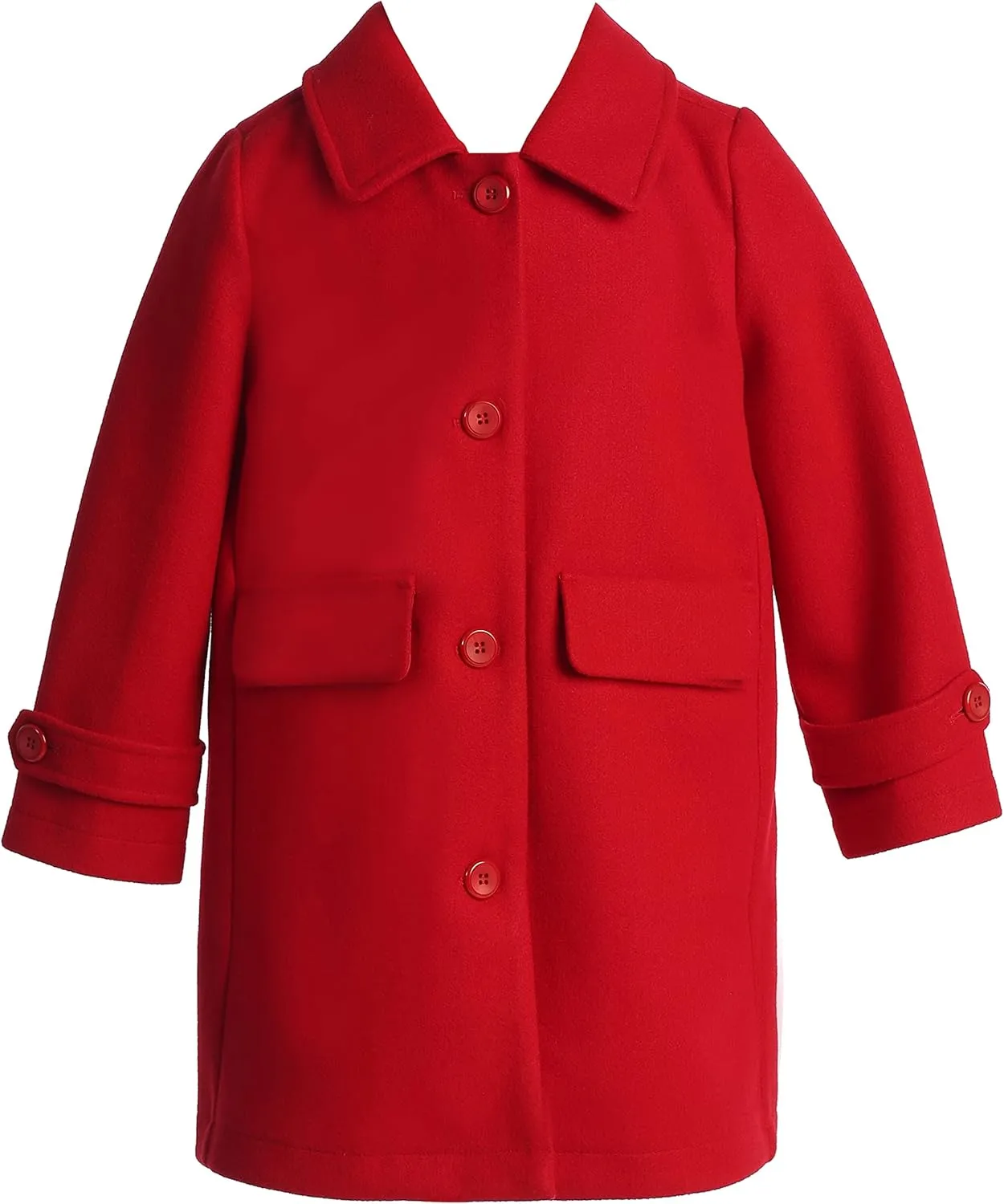 BluNight Collection Girls Dress Coat Long Sleeve Button Pocket Long Winter Coat Outerwear 2-14