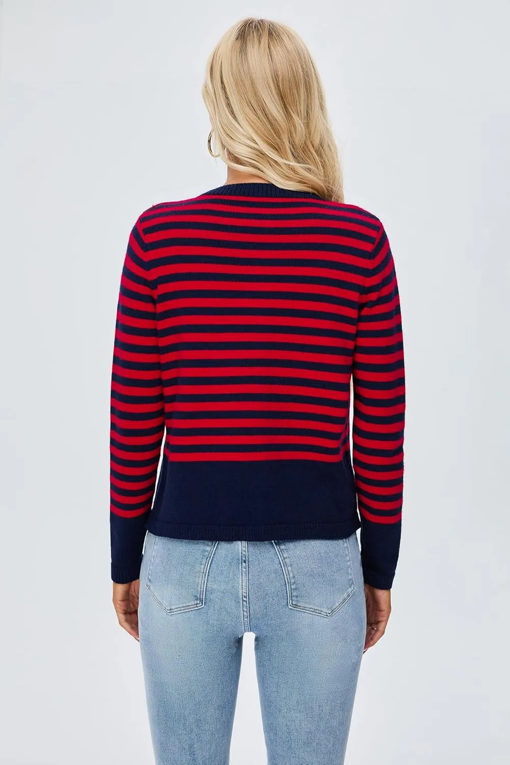 BMJL Women's Striped Cardigan Sweaters Lightweight Cropped Long Sleeve Tops Button Down 2024 Fall Outfits Trendy