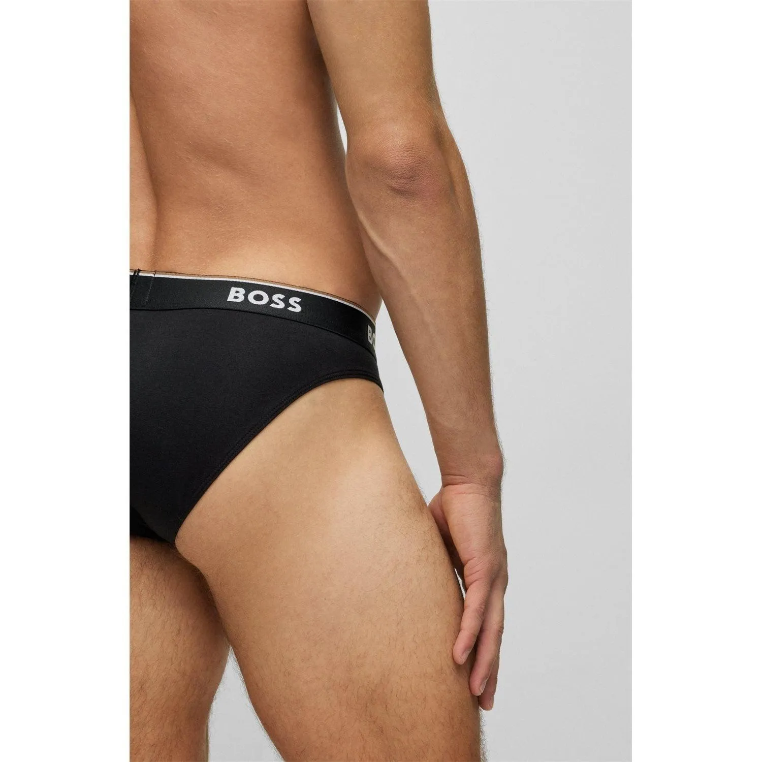BOSS Men’s 3 Pack Power Cotton Stretch Briefs - Black/White/Grey
