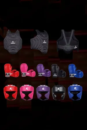 Boxing Gloves, Head Guard and Body Protector Set