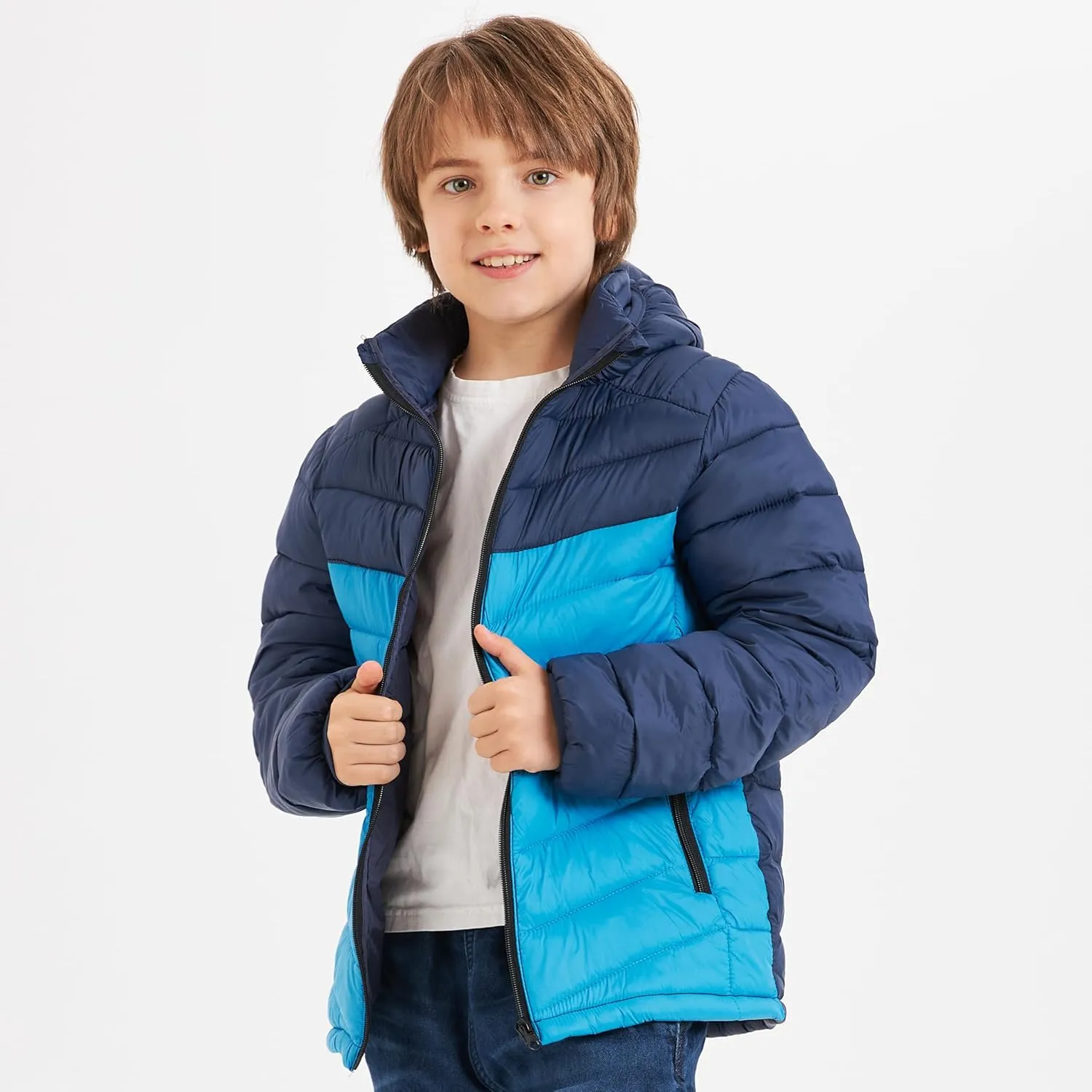 Boys Girls Toddlers Lightweight Hooded Puffer Jacket Kids Winter Coat Warm Comfy Outerwear