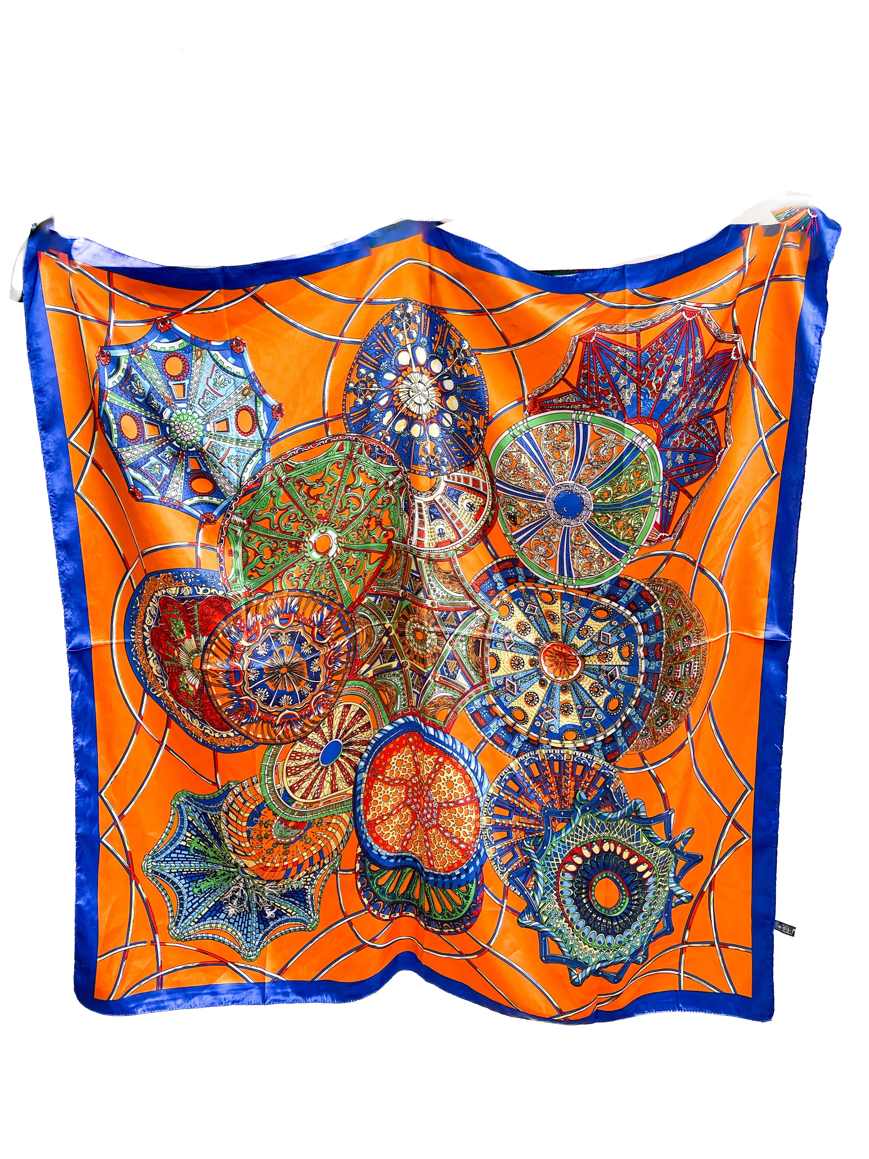 Brenna Blue & Orange Patterned Scarf