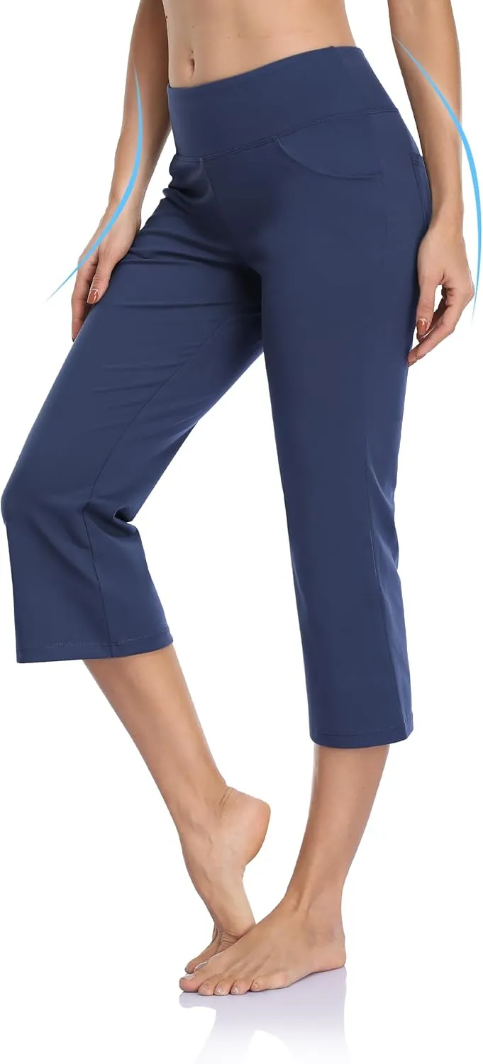Buttery Soft Women's Bootcut Yoga Pants with 4 Pockets Tummy Control Workout Bootleg Work Pants