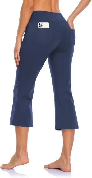Buttery Soft Women's Bootcut Yoga Pants with 4 Pockets Tummy Control Workout Bootleg Work Pants