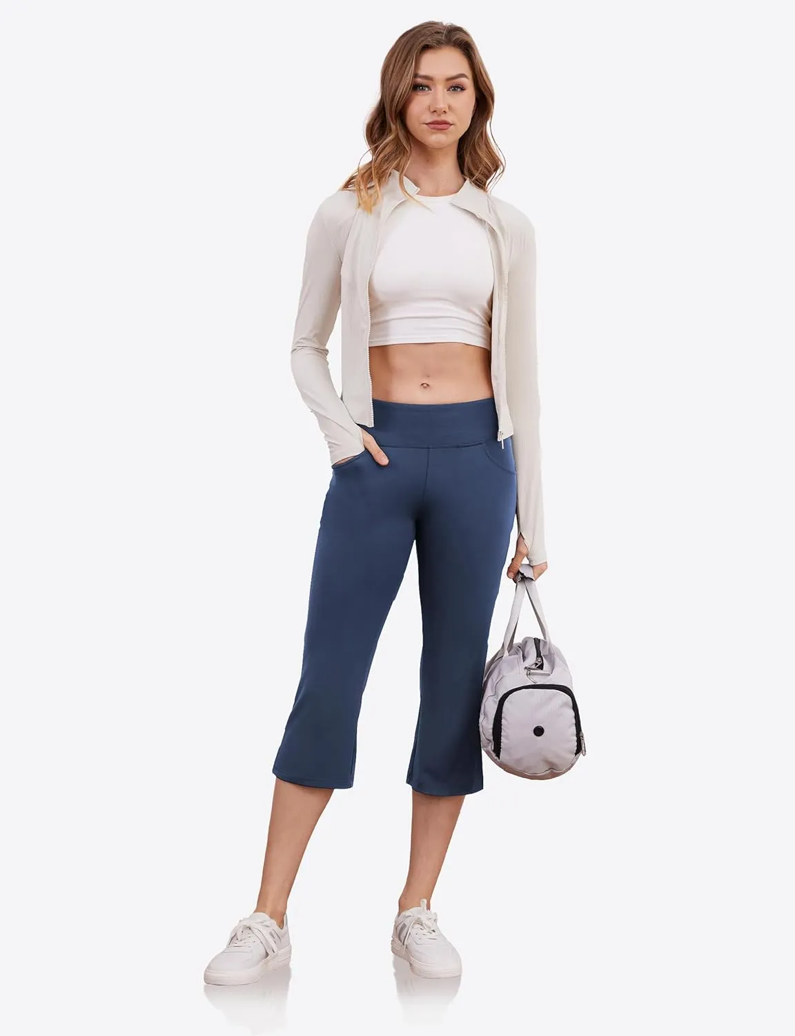 Buttery Soft Women's Bootcut Yoga Pants with 4 Pockets Tummy Control Workout Bootleg Work Pants
