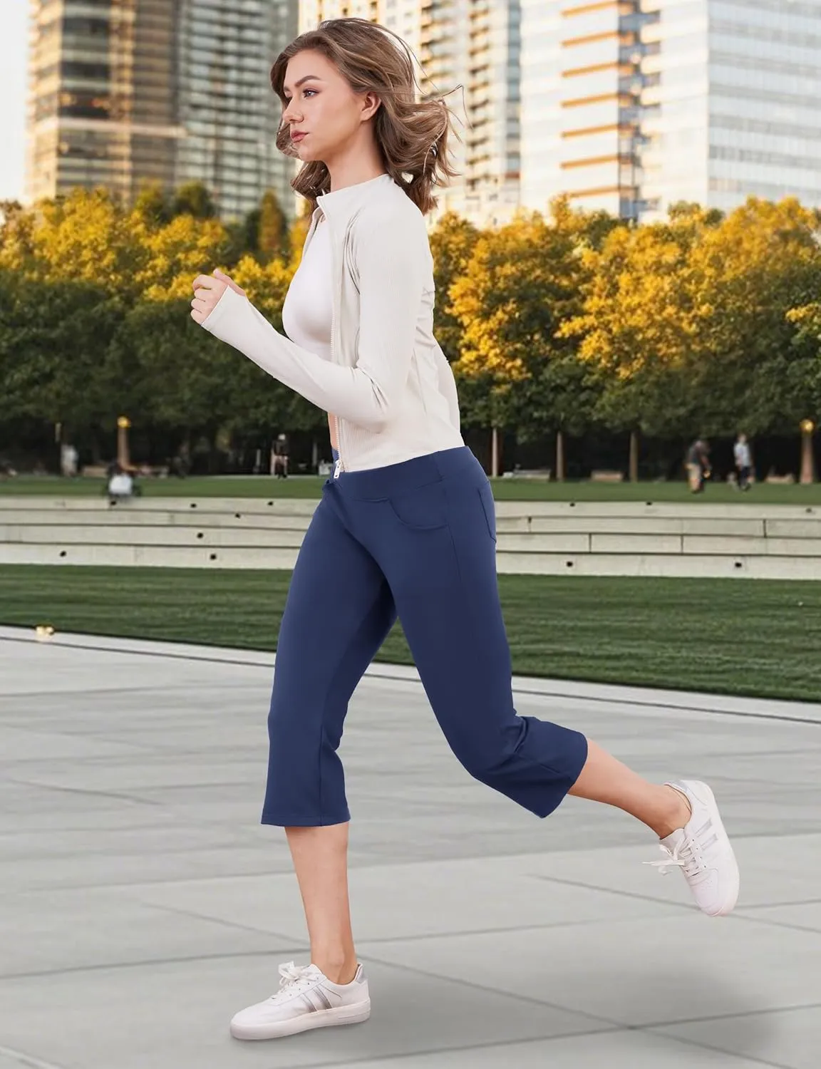 Buttery Soft Women's Bootcut Yoga Pants with 4 Pockets Tummy Control Workout Bootleg Work Pants